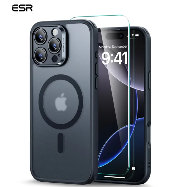 ESR MagSafe Hülle für iPhone 16/15 Pro Max mit Displayschutzfolie iPhone 14/13 durchscheinende matte Hülle Schutz in Militärqualität