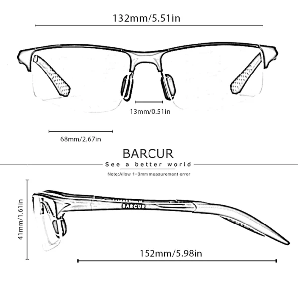 BARCUR Sport Klassische Design Aluminium Sonnenbrille Männer Frauen Polarisierte Anti-Reflektierende Photochrome Sonnenbrille UV400 3
