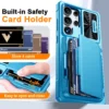 Mit Kartenhalter, verschiebbare Kameraabdeckung und Ständer für Samsung Galaxy S25 Ultra Handyhülle, Anti-Fall PC + TPU Wallet Case 3