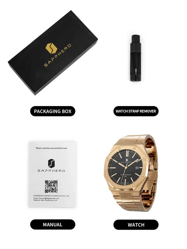 SAPPHERO Rose Gold Männer Uhren Luxus Edelstahl Uhr High-End Männer Geschenke Uhr Datum Mode Sport Wasserdichte Uhr Für Männer 6