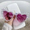 Neu in Luxus fein schimmernde Liebe Perle Sonnenbrille Damen Herz brille lässig Bling Sonnenbrille Lentes de Sol Mujer 5