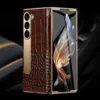 Für Samsung Z Fold 6 LANGSIDI Echtes Leder Magnetisches Scharnier Vollständiger Schutzhüllehalter Kickstand Fold6 Stoßfeste Abdeckung