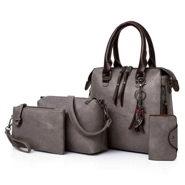 Frauen Verbund Quaste Tasche Luxus Leder Geldbörse Handtaschen Berühmte Marken Designer Top-Griff Weibliche Schulter Tasche 4 teile/satz 3