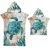 Meeresschildkröten-Badetuch, schnell trocknender Kapuzenumhang, großes Handtuch, Mikrofaser-Strandtuch, Neoprenanzug, Eltern-Kind-Poncho für Erwachsene, Bademantel