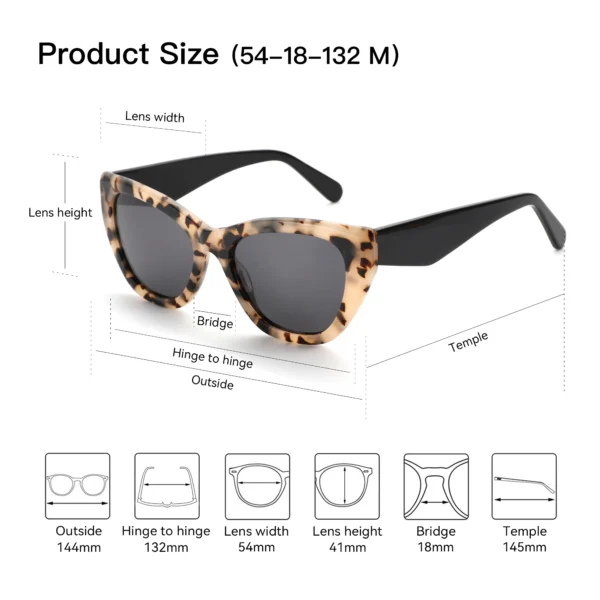 ZENOTTIC Damen-Sonnenbrille, quadratisch, Acetat, polarisiert, dicker Rahmen, UV400-Schutz, Sonnenbrille, modisches Damen-Einkaufsgeschenk 6
