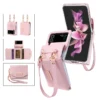 Vietnam-Leder Brieftasche für Samsung Galaxy Z Flip 4, 3, Z4, Z3, Z Flip 5 Handy hülle mit Hands ch laufe, Z Flip 6 Hülle