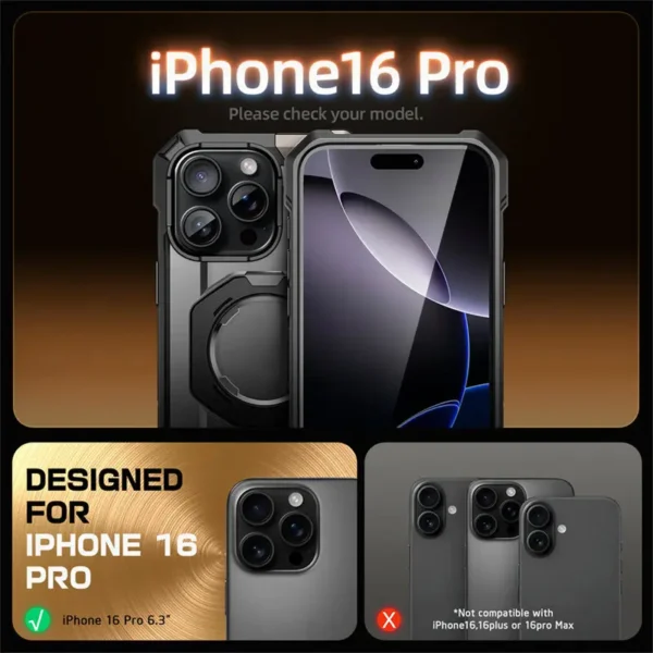 SUPCASE For iPhone 16 Pro Case mit kameras teuerung aufnahme knopf ub grip robuste magnetische telefon hülle mit ständer 2
