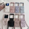 Umhängetasche mit Spiegel, Geldbörse und Kartenhalter, Handyhülle für Samsung Galaxy Z Flip 6, 5, 4, 3, Flip6, Flip5, Flip4, Flip3, 5G, Lederhülle 6