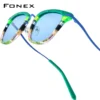 FONEX Acetat Titan Sonnenbrille Frauen Trendy Marke Design Vintage Retro Runde Polarisierte Japanische Sonnenbrille für Männer 85793