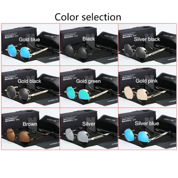 2020 Retro Runde Metall HD Polarisierte Punk Steampunk Sonnenbrille Für Frauen Männer, Vintage Sonnenbrille Oculos De Sol Meminino Masculino 5