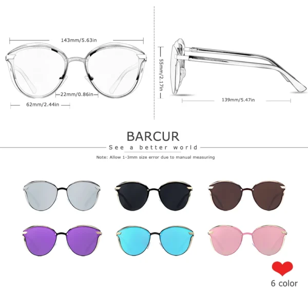 BARCUR Polarisierte Sonnenbrille Frauen Luxus Runde Sonne Glas für Frauen Damen Weibliche Schatten Lunette De Soleil Femme 4