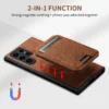Leder für Magsafe Hülle für Samsung Galaxy S24 S25 Ultra S22 S23 Plus Note 20, Halterung, magnetische Rückseite mit Kartenhalter L443 5