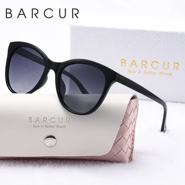 BARCUR Transparente Damen-Sonnenbrille, bequem, langlebig, schöner PC-Cat-Eye-Rahmen, Party, Reisen, UV400, polarisierte Sonnenbrille, bestes Geschenk 6