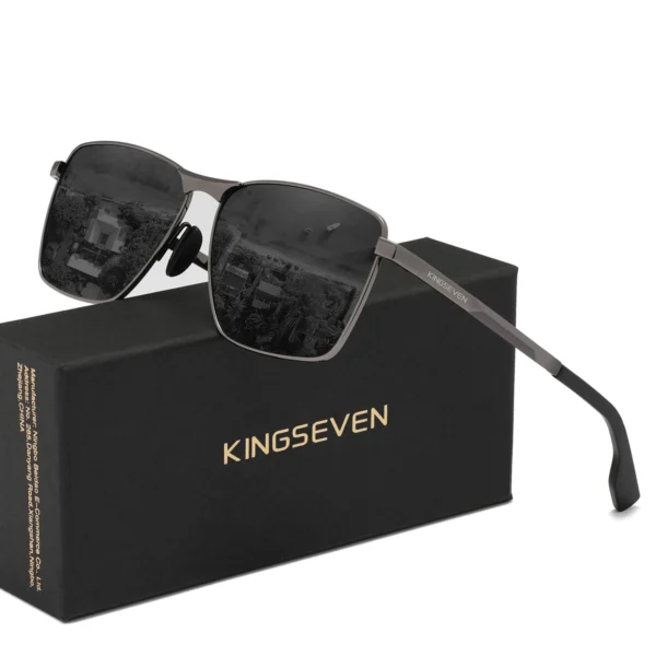 KINGSEVEN 2025, klassische polarisierte Sonnenbrille für Männer und Frauen, quadratischer Legierungsrahmen, Antireflexionsbrille, Luxusbrille