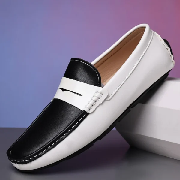 Männer Schuhe Leder Casual Luxus Formale Mann Loafer Mokassins Italienische Atmungsaktive Slip auf Männliche Bootsschuhe Komfortables Fahren Schuh 2