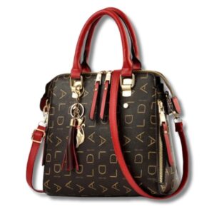 Damen-Handtasche mit englischem Schriftzug und Quaste