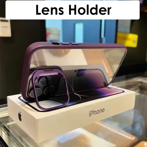 Objektiv-Metallring-Schutz mit Ständer für iPhone 16, 14, 11, 12, 13, 15 Pro Max Plus, Kamera-Glas-Linsenschutz, transparente Abdeckung 2