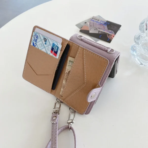 PU-Leder-Crossbody-Geldbörse mit Kartenhalter, Handyhülle für Samsung Galaxy Z Flip 5, 4, 3, Flip5, Flip4, Flip3, 5G, stoßfeste Abdeckung 4