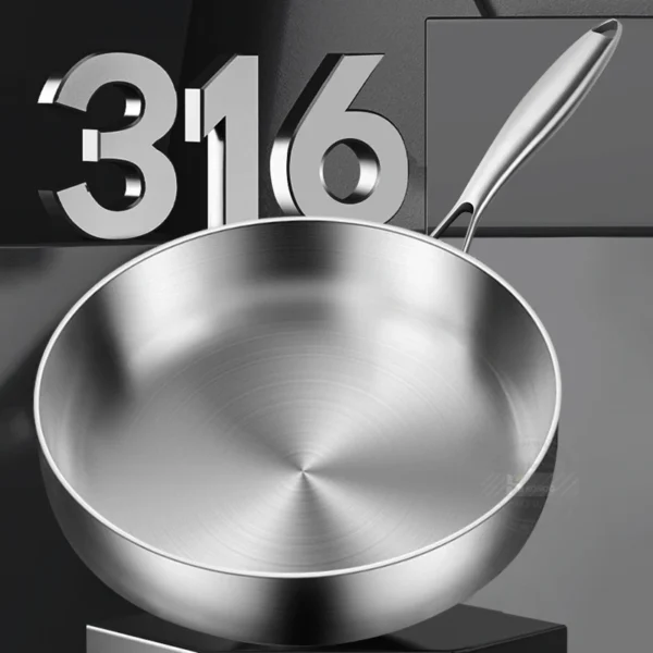 316 Edelstahl Bratpfanne Mini Pfannen 20cm Kochtopf Verwendung für Gas-und Induktion pfanne mit langem Griff flache Pfanne Woks 6