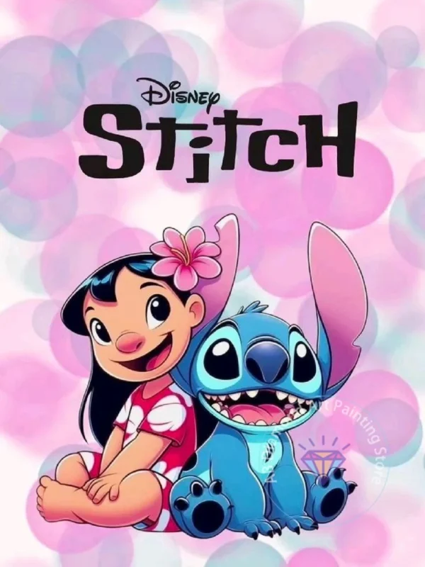 Stitch Lilo & Stitch 5D-Diamant-Malerei-Set zum Selbermachen, Diamant-Stickerei, Kreuzstich, handgefertigte Kunst, Geschenk, Basteln, Heimdekoration