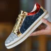 Hochwertige Paare Luxus Pailletten Schuhe Trend Farbe Passenden Niedrigen Skateboard Turnschuhe Mann Bequeme Weiche Glänzende Schuhe Für Männer