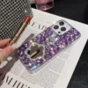 Bling Diamond Cute Rabbit Hülle für iPhone 11 12 13 14 15 Pro Max XR XS 7 Plus Glitzer Strass Spiegel Make-up Luxus TPU Cover 5