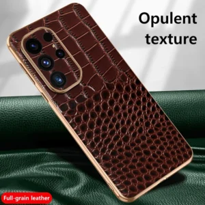 Handyhülle aus echtem Rindsleder für Samsung Galaxy S25 S24 Ultra S25 Plus, luxuriöse Rückseite