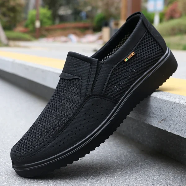 Atmungsaktive Slip-On-Freizeitschuhe für Herren – leichte Low-Top-Walking-Sneaker für Outdoor, Angeln, Park und Training, braunes Netzgewebe, Gummisohle, kariert für alle Jahreszeiten, Outdoor-Schuhe |   Low-Top-Schuhe |   Obermaterial aus Stoff 3