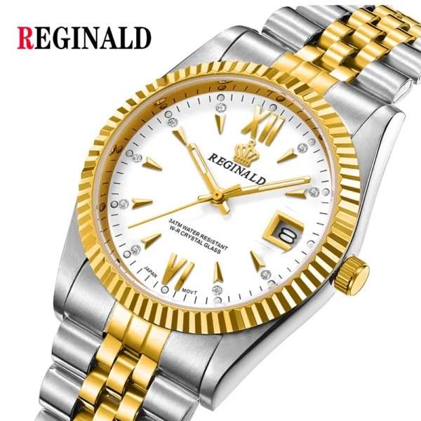 Reginald Uhren Männer Diamant Business Uhr Silber Gold Stahl Auto Datum Quarz Handgelenk Uhren Für Männer Reloj Hombre Montre Homme 3