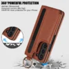 PU-Leder-Ring-Handyhülle für Samsung Galaxy Z Fold 6, 5, 4, 3, Fold5, Fold4, Fold6, 5G, Brieftasche mit Stifthalter und Kartensteckplatz (kein Stift) 5