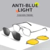 Metall 3-in-1 neuer Stil Magnet Clip auf Brillengestell Trend polarisierte Sonnenbrille für Männer 2023 optische Computerbrille UV400 7009