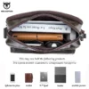 BULLCAPTAIN Umhängetasche für Herren aus echtem Leder, große Kapazität, lässige multifunktionale Handtasche, eine modische Business-Aktentasche 4
