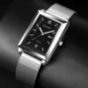 Top Marke herren Uhren Luxus Fashion Square Quarz Armbanduhr Wasserdicht Kalender Silber Gold Uhr für Männer Reloj Hombre