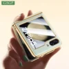 Für Samsung Galaxy Z Flip 5 6 Luxus Überzug Reinem Leder Scharnier Telefon Fall Für Samsung Z Flip 5 Flip 6 objektiv Schutz Zurück Abdeckung