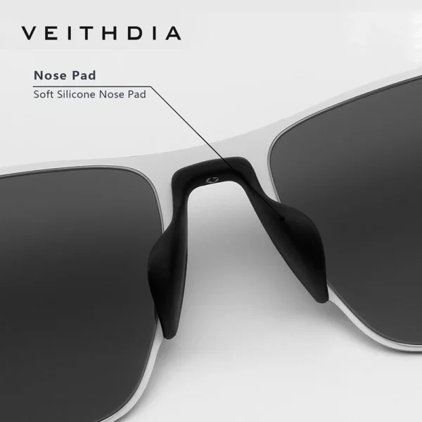 VEITHDIA Vintage Unisex Polarisierte Sonnenbrille Edelstahlrahmen Hochauflösende Nylonlinse UV400 Brillen für Männer/Frauen 8245 6