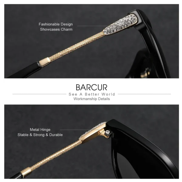 BARCUR Polarisierte Cat Eye Sonnenbrille Frauen Gradienten Runde Sonnenbrille für Frauen Oculos Lunette De Soleil Femme 2