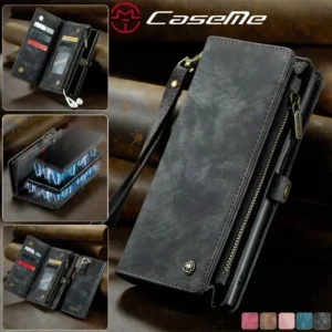 Magnetische Flip-Leder-Handyhülle für Samsung Galaxy Note 20 Ultra 10 Plus S20 S21 FE S22 S23 S24 S25 Zip Wallet Card Cover Coque