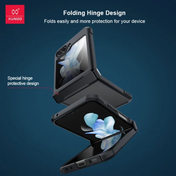 Xundd Für Samsung Galaxy Z Flip 5 Z Flip 6 5G Hülle Airbag Stoßfestes Acryl+TPU+Glas Rückseite Klare Abdeckung Für Flip5 zdaa5 varen 5