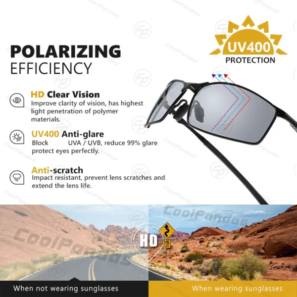 CoolPandas Klassische Quadratische Photochrome Polarisierte Sonnenbrille Männer Chameleon Sonnenbrille Für Frauen Anti-glare Fahren Oculos de sol 4
