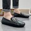 Hochwertige Schlangen leder Herren Slipper grün Luxus Herren Freizeit schuhe Komfort leichte Macasin Schuhe für Herren plus Größe 48 5