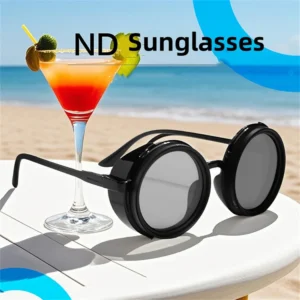 Nd Filter Einstellbare Sonnenbrille Vintage Runde Punk ND9-geschwindigkeit Polarisierte Dimmen Sonnenbrille Männer Frauen Luxus SonnenbrillePolarisierte