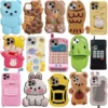 3D niedlichen Cartoon Handy hülle für iPhone 15 14 13 12 Mini 11 Pro max x xr xs 6 7 8 plus weiche Silikon Stoßstange stoß feste schwarze Abdeckung