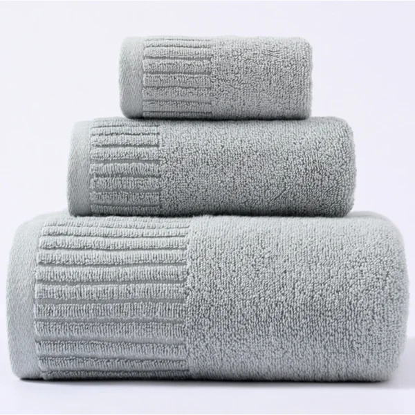 100 % Baumwolle, 3-teilig, hochwertiges Handtuch-Set, weiches, saugfähiges Badetuch, Gesichtstücher, kleines quadratisches Handtuch, für Zuhause, Hotel, Badezimmer 3