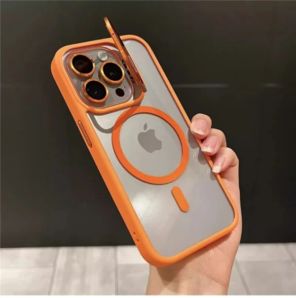 Für iPhone 15 Pro Max Luxus Magsafe Magnetische Objektiv Halter Ständer Telefon Fall Für iPhone 12 13 14 15 16 Plus saubere Schutzhülle 2