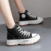 2024 neue Frauen High Top Sneakers Lace-Up Casual Plattform Höhe Leinwand Nicht-rutsch Verschleiß Beständig Frühling Weibliche vulkanisieren Schuhe 4