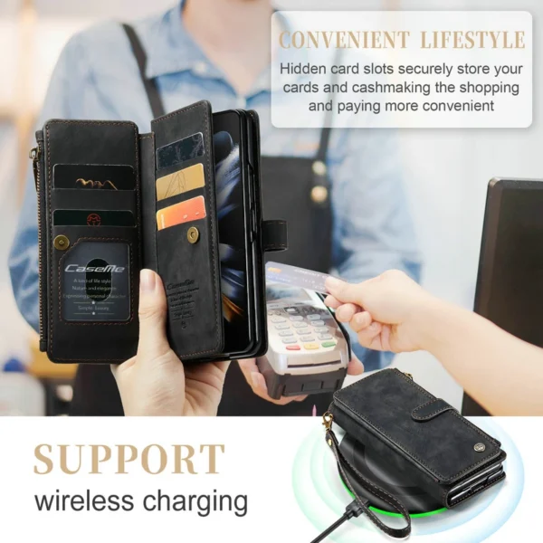 Busniess Zipper Wallet Case für Samsung Z Fold 5 4 3 Handyhülle für Samsung S23 Ultra S22 Plus S21 FE S20 12 A13 A53 A54 5G Hülle 3
