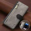 RFID-Reißverschluss-Brieftaschen-Flip-Lederkarten Solt-Hülle für iPhone 14 15 16 Pro Max 13 12 11 SE 2022 X XS XR 8 7 Plus Stand-Telefonabdeckung