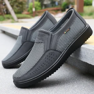 Atmungsaktive Slip-On-Freizeitschuhe für Herren – leichte Low-Top-Walking-Sneaker für Outdoor, Angeln, Park und Training, braunes Netzgewebe, Gummisohle, kariert für alle Jahreszeiten, Outdoor-Schuhe |   Low-Top-Schuhe |   Obermaterial aus Stoff