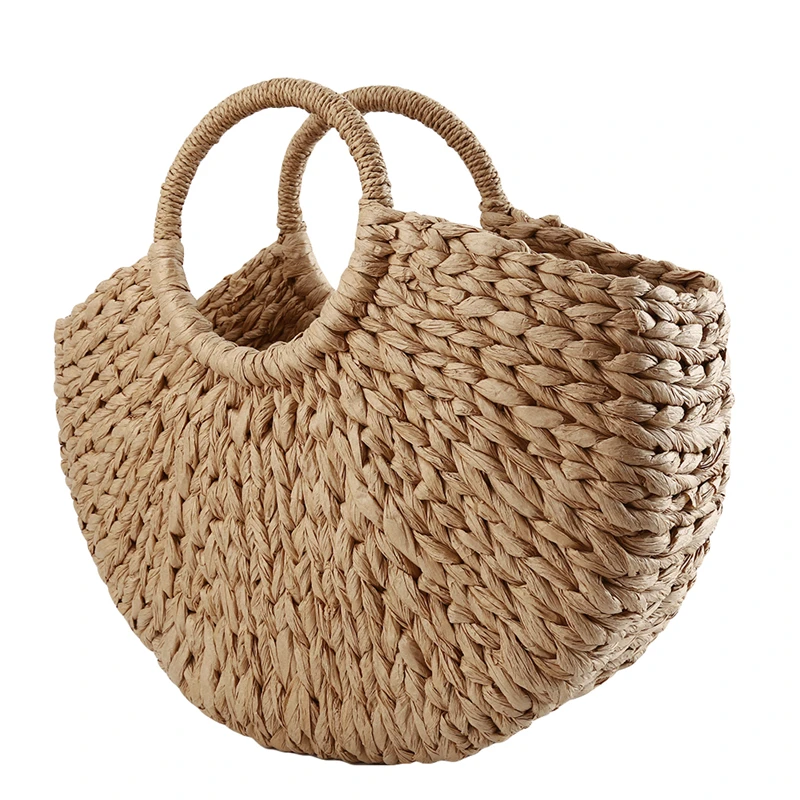 Frauen Neue Imitation Stroh Handtaschen Frau Handarbeit Gewebt Korb Rattan Handtasche Für Femme Damen Einfache Alle-Spiel Handtasche 2