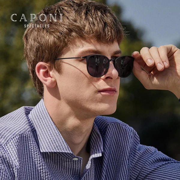 CAPONI ovale Herren Sonnenbrille photo chrome polarisierte Sonnenbrille für Männer schützen UV-Strahl super leicht treibende schwarze Brille bs520 2